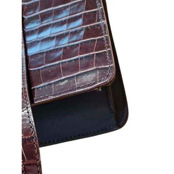 Enzo Angiolini Croc-Embossed Crossbody Bag in Brown - Picture 9 of 16